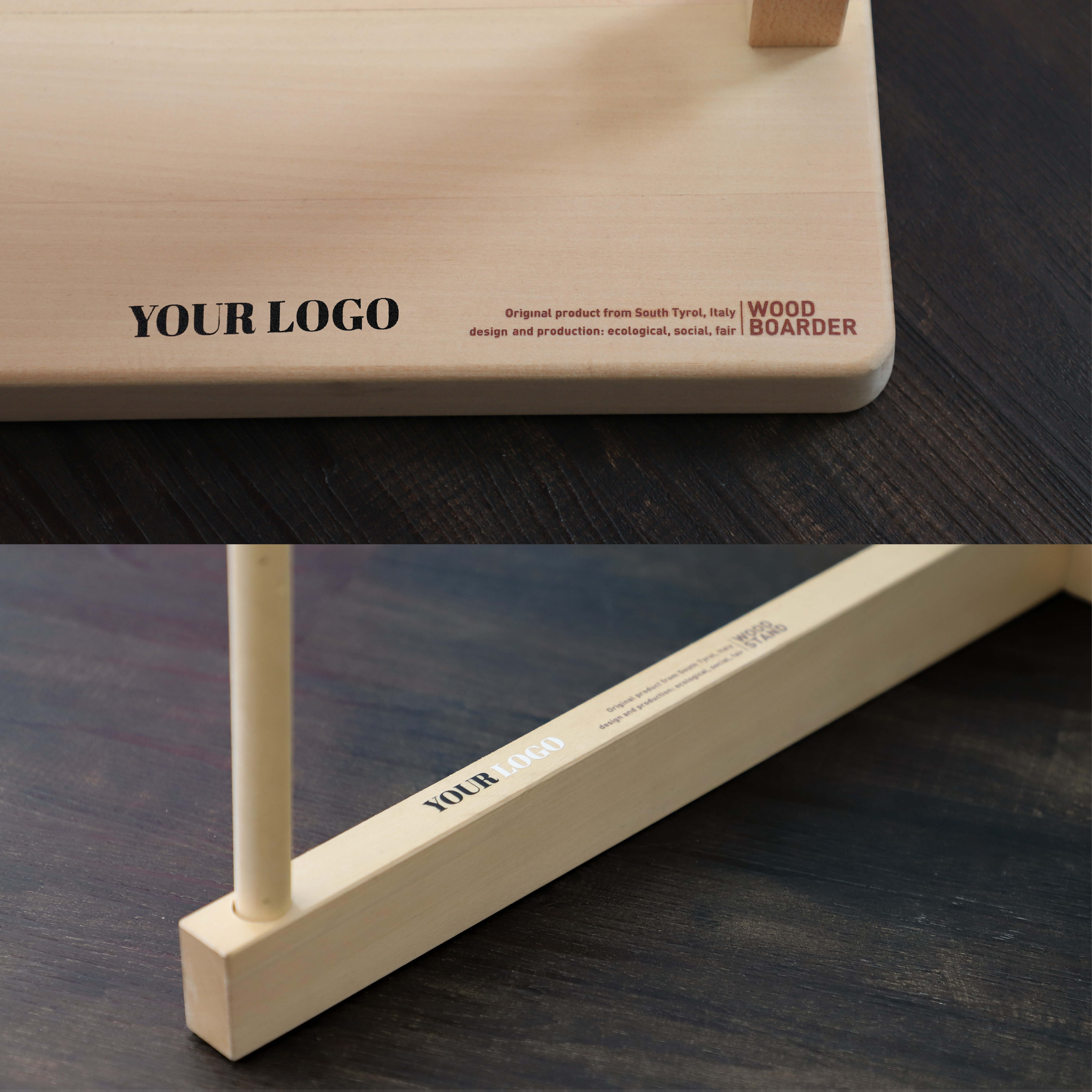 Branding of displays in wood