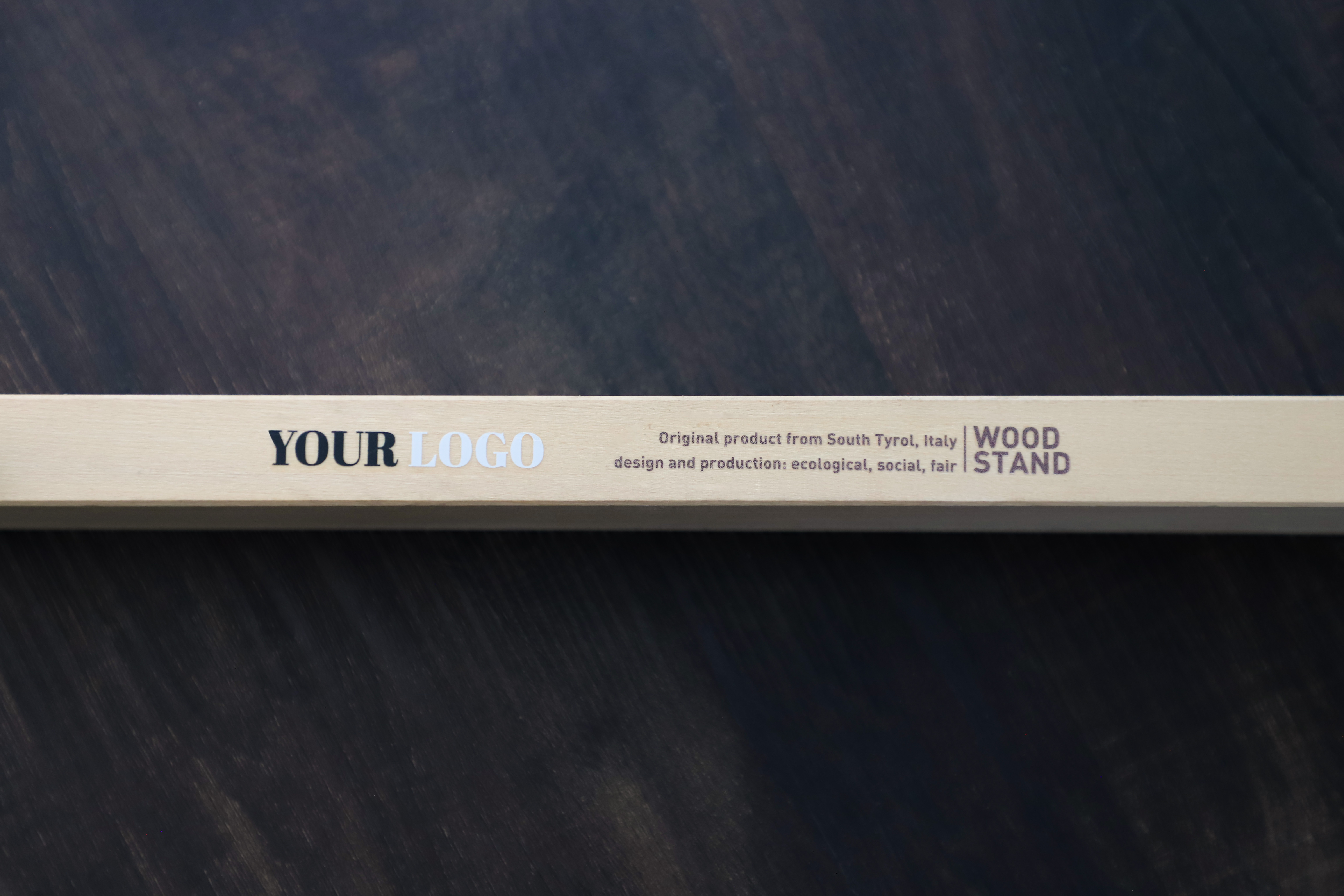 Branding of displays in wood